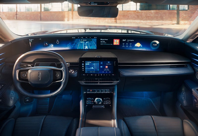 A large panoramic display is shown on the dashboard of a 2024 Lincoln Nautilus® SUV | Joe Cooper Lincoln of Edmond in Oklahoma City OK