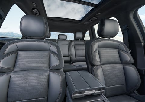 The spacious second row and available panoramic Vista Roof® is shown. | Joe Cooper Lincoln of Edmond in Oklahoma City OK