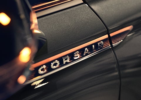 The stylish chrome badge reading “CORSAIR” is shown on the exterior of the vehicle. | Joe Cooper Lincoln of Edmond in Oklahoma City OK